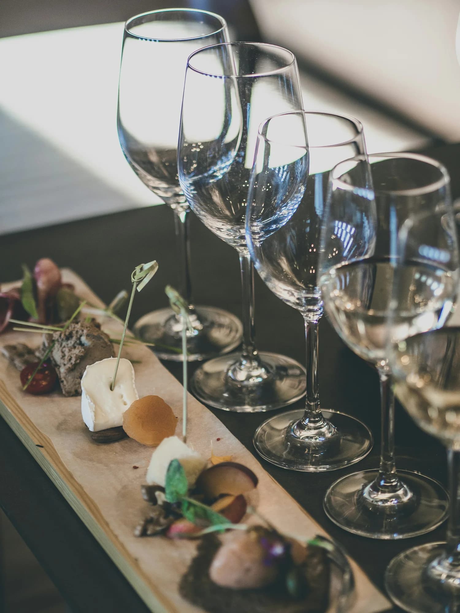 Wine glasses arranged on a table — representative photo, not taken at Ardnamurchan