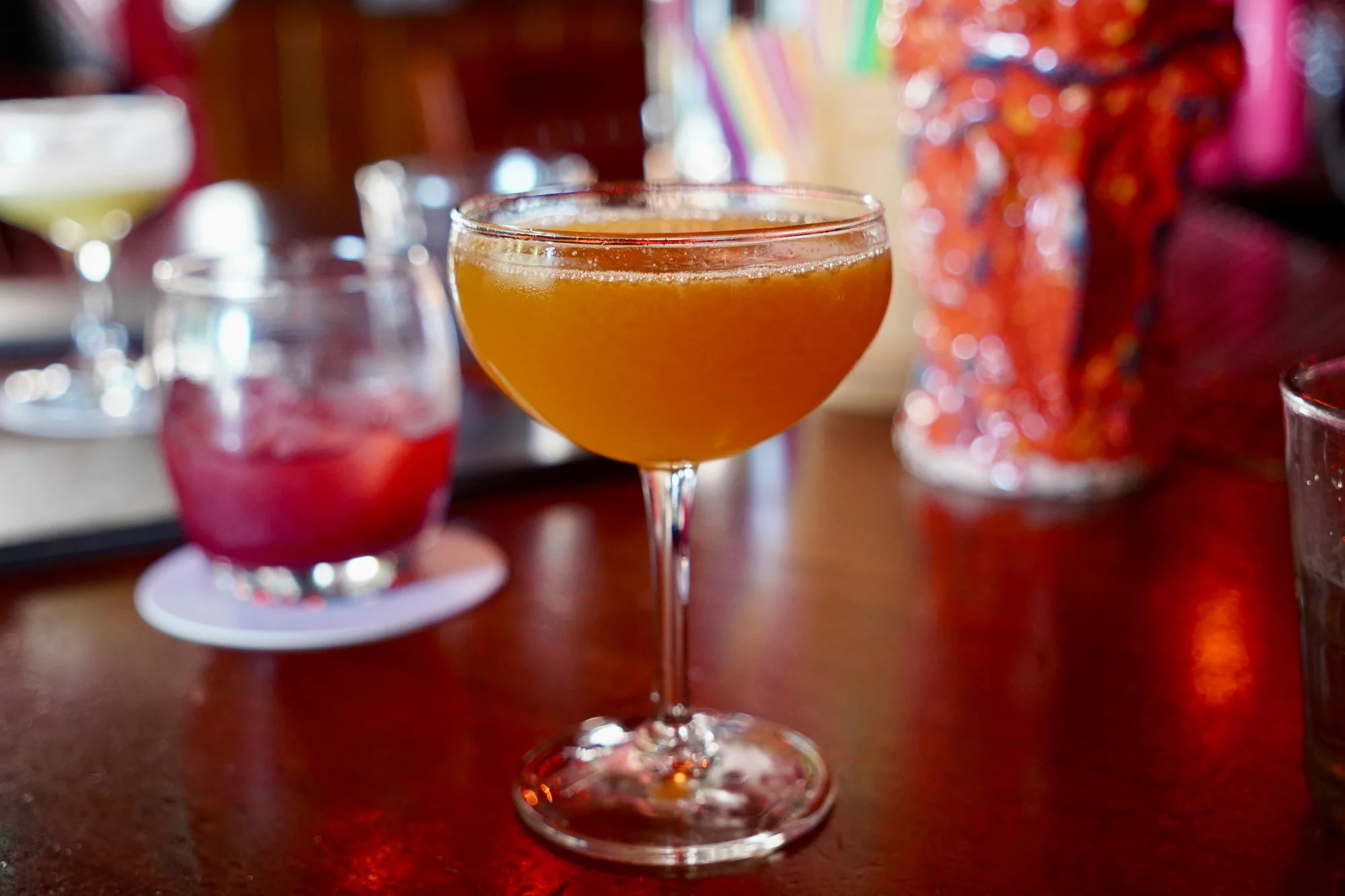 Cocktail on a bar — representative photo, not taken at Barolo
