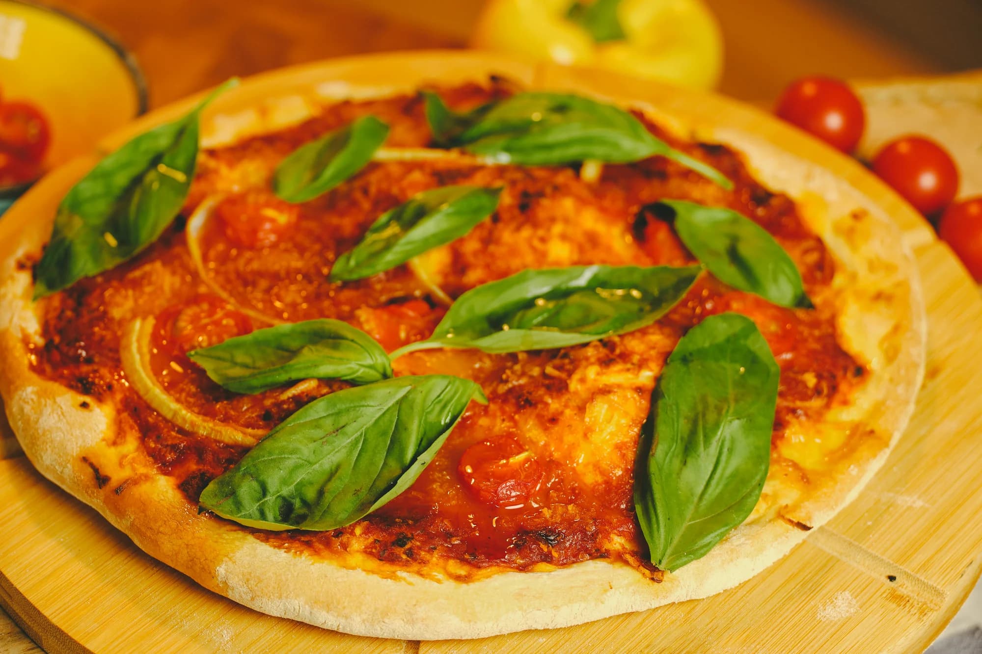 Pizza with fresh greens — representative photo, not taken at Caffe Parma
