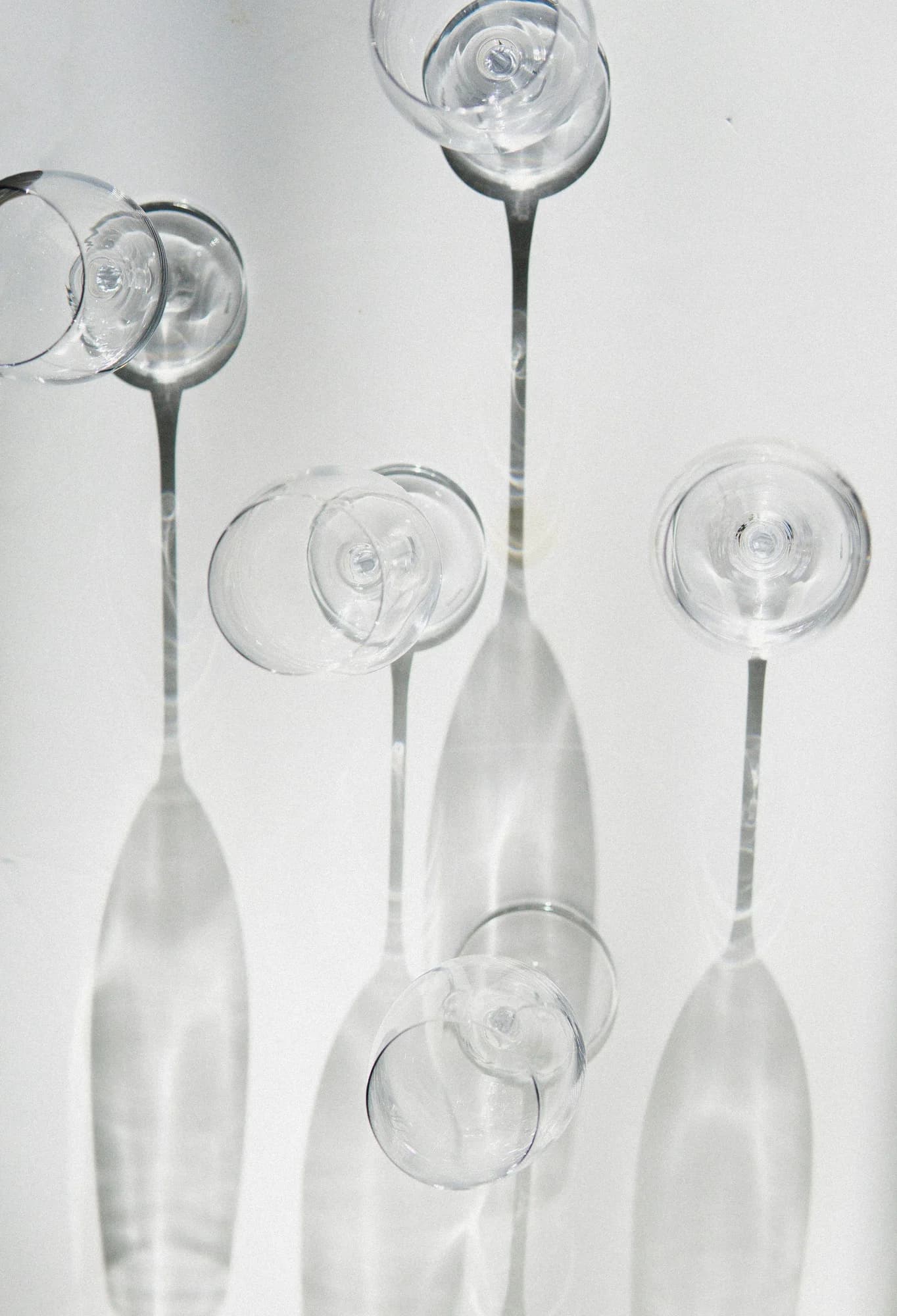 Wine glasses on a white table — representative photo, not taken at Celino’s — Dumbarton Road