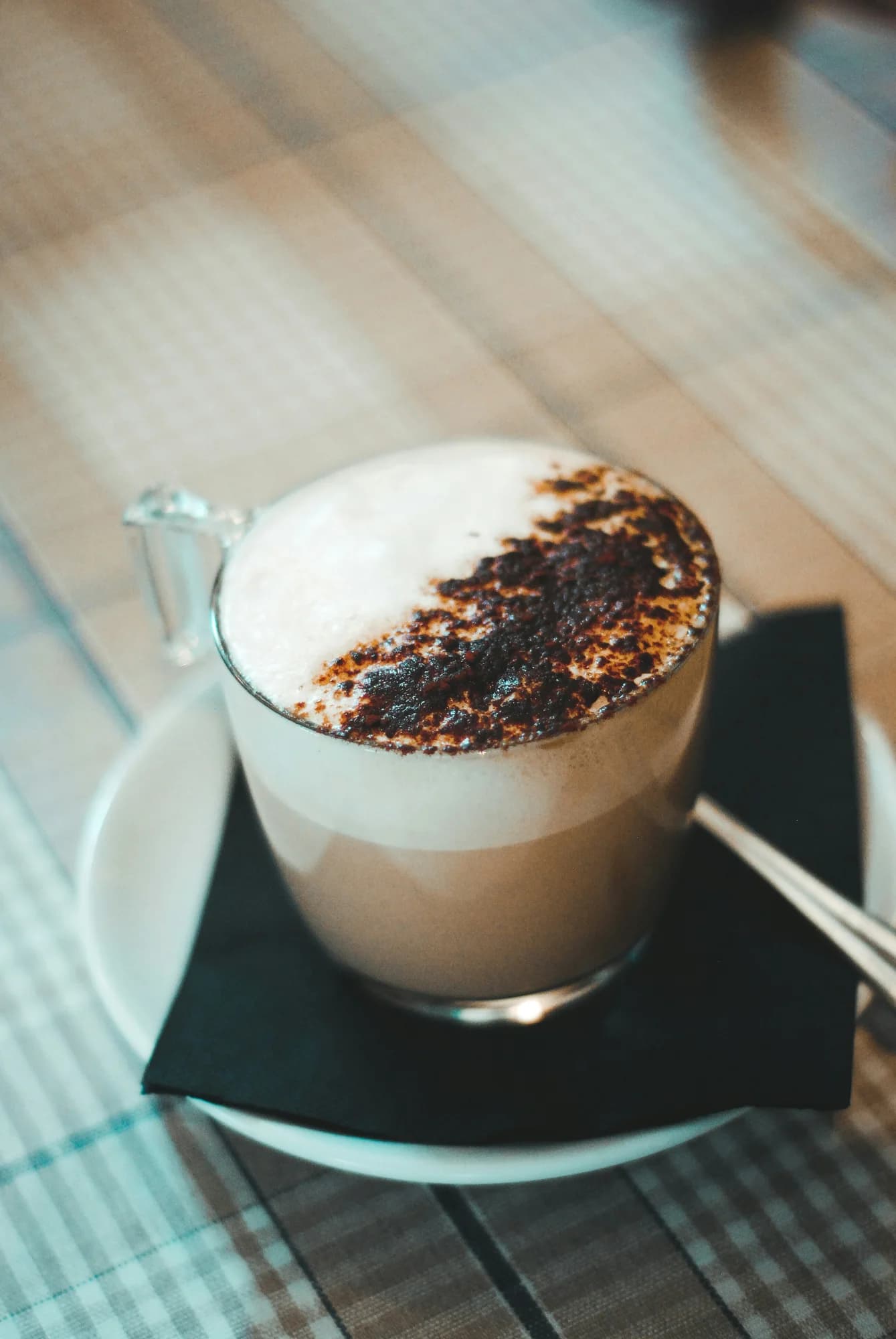 Latte art in a glass — representative photo, not taken at Costa Coffee — St. Enoch