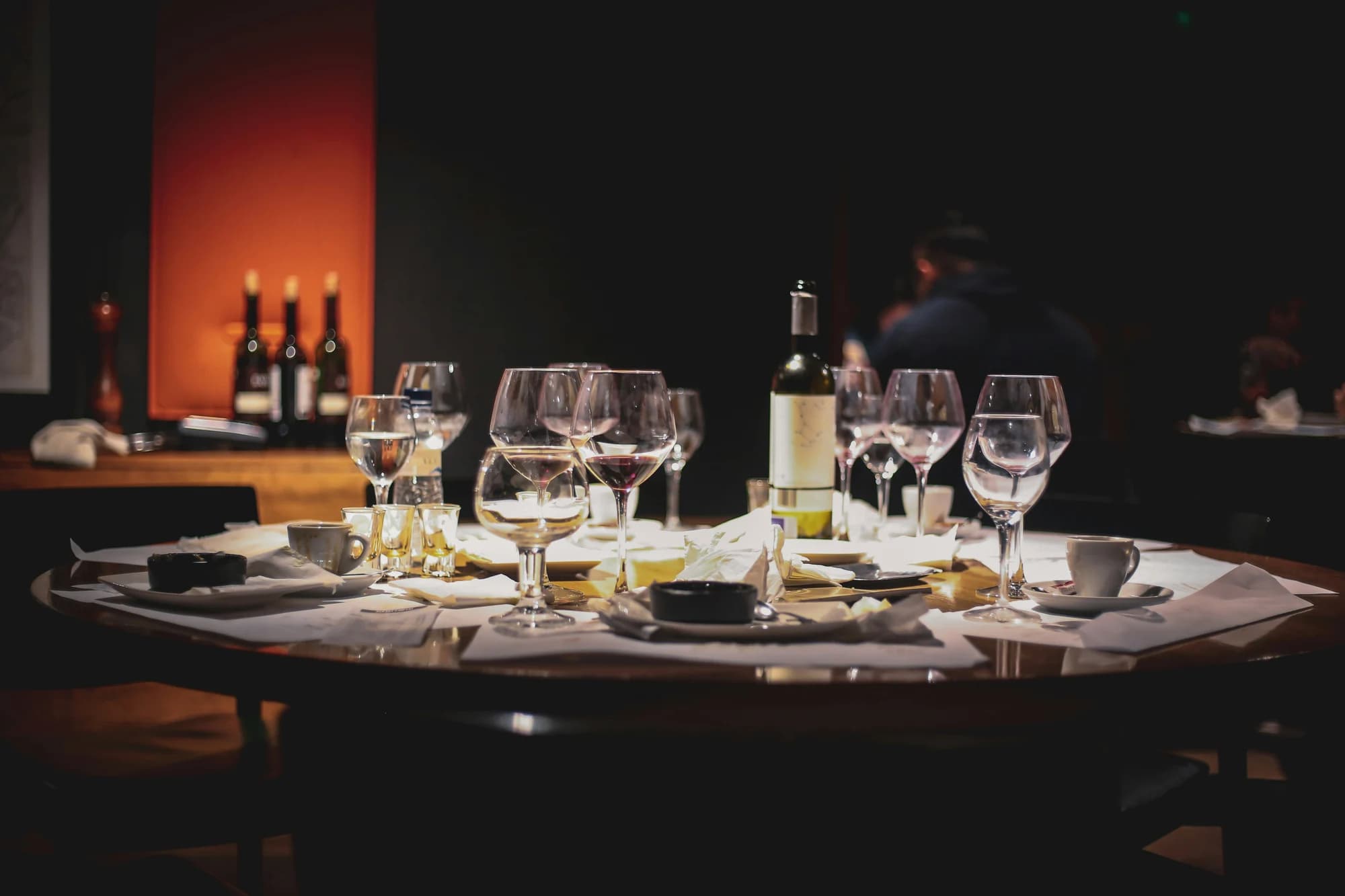 Wine glasses on a table — representative photo, not taken at La Lanterna — West End