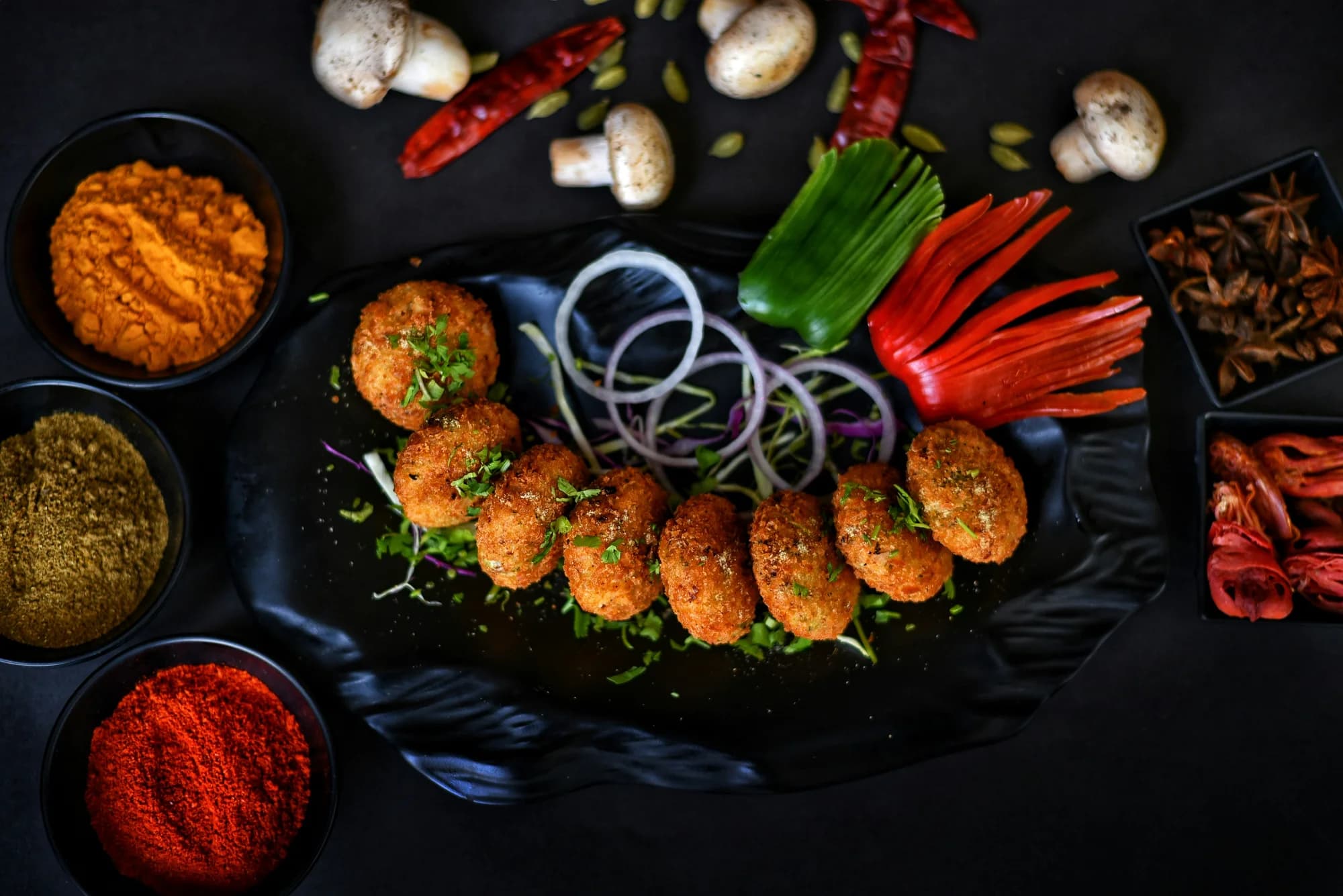 Indian food with herbs and spices — representative photo, not taken at Namaste — St. Enoch