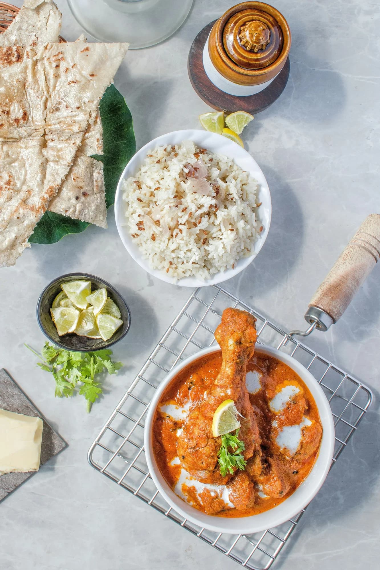 North Indian meal with butter chicken and rice — representative photo, not taken at The Dhabba