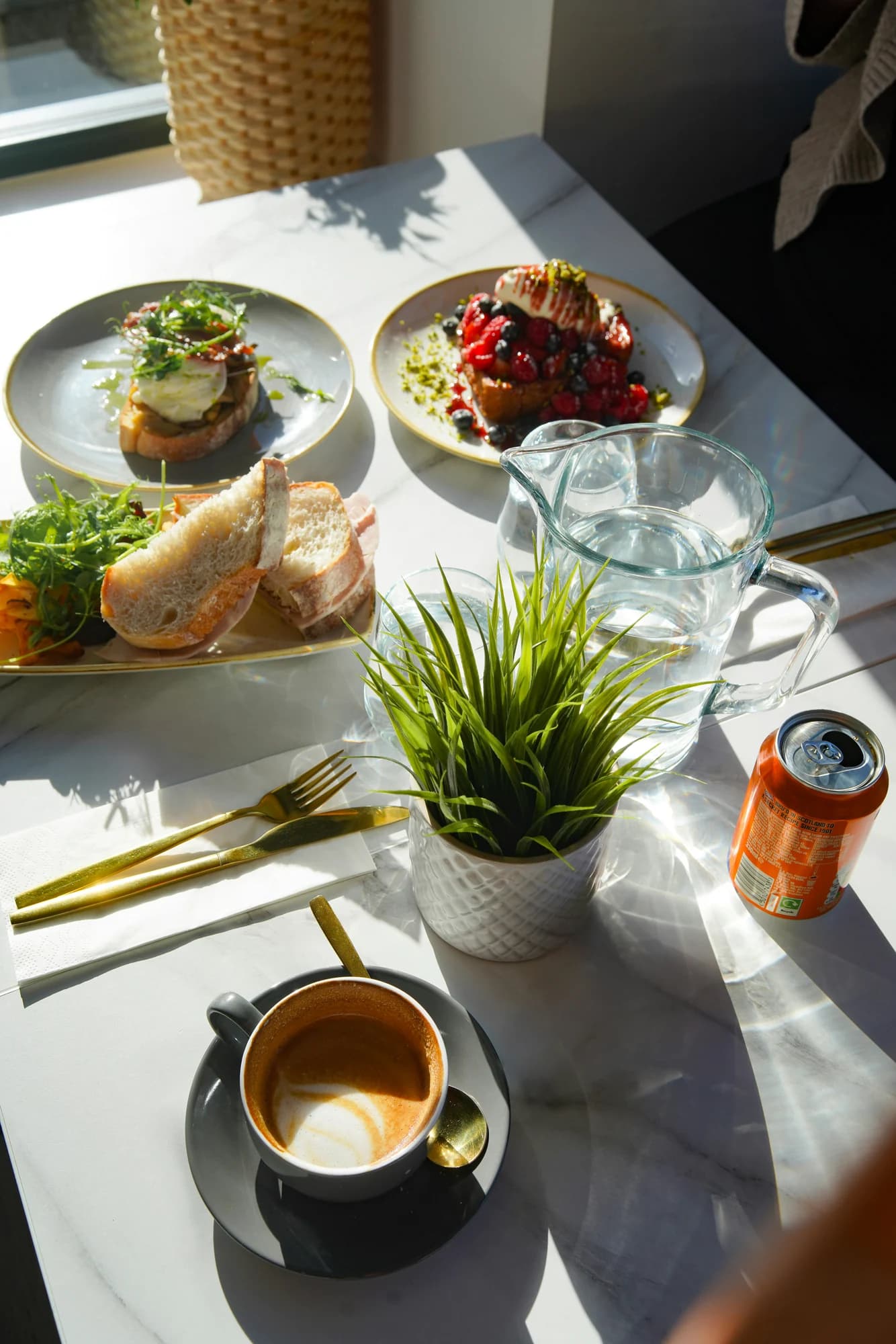 Brunch spread with coffee — representative photo, not taken at The Wilson Street Pantry