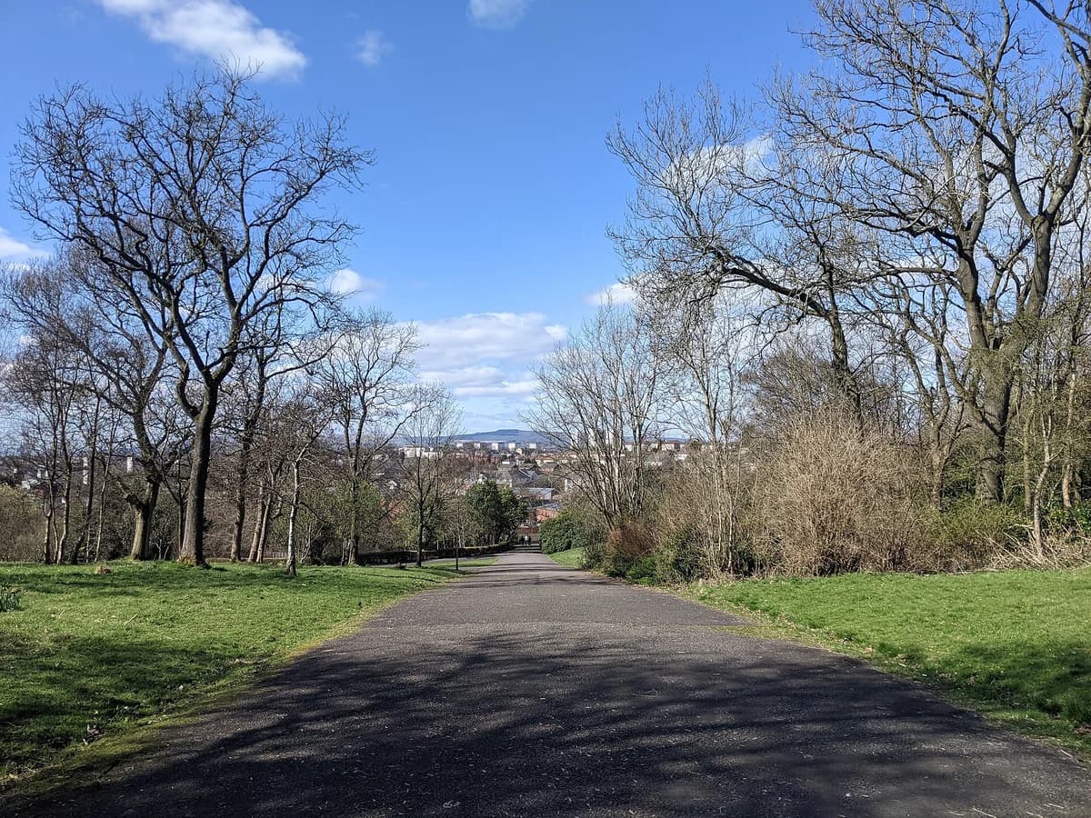 Path through Ruchill Park overlooking Glasgow