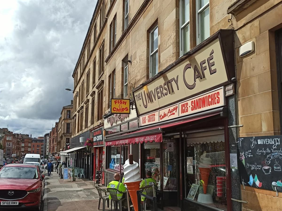 University Cafe storefront on Byres Road