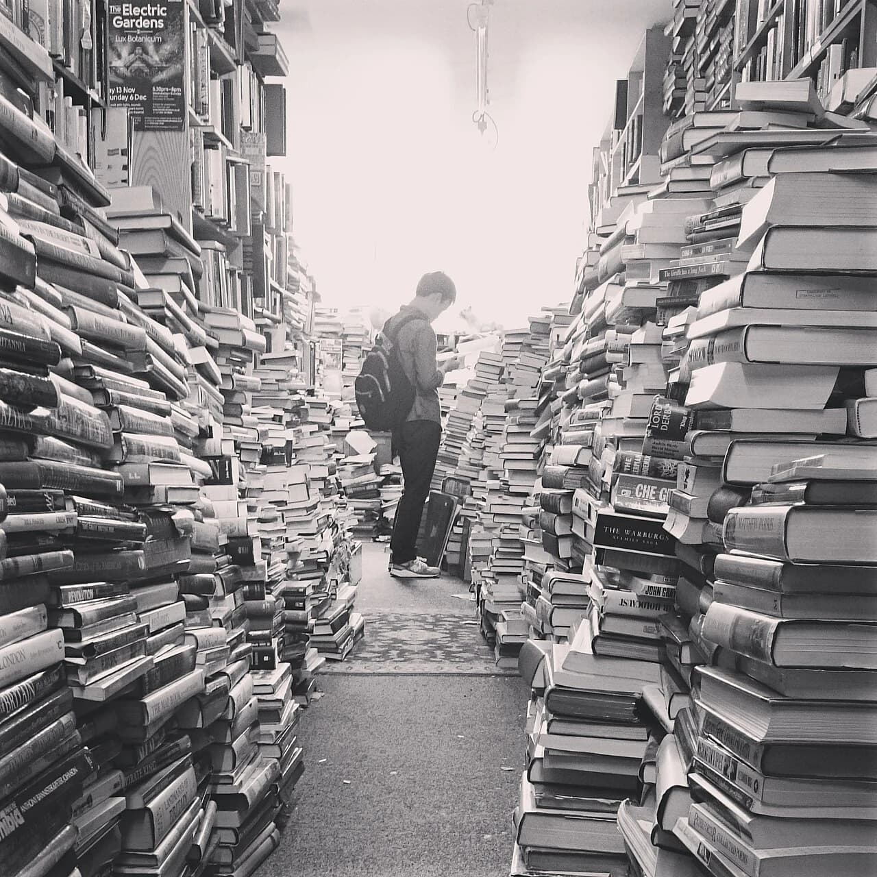 Bookshelves inside Voltaire and Rousseau bookshop, Glasgow, photographed in 2016