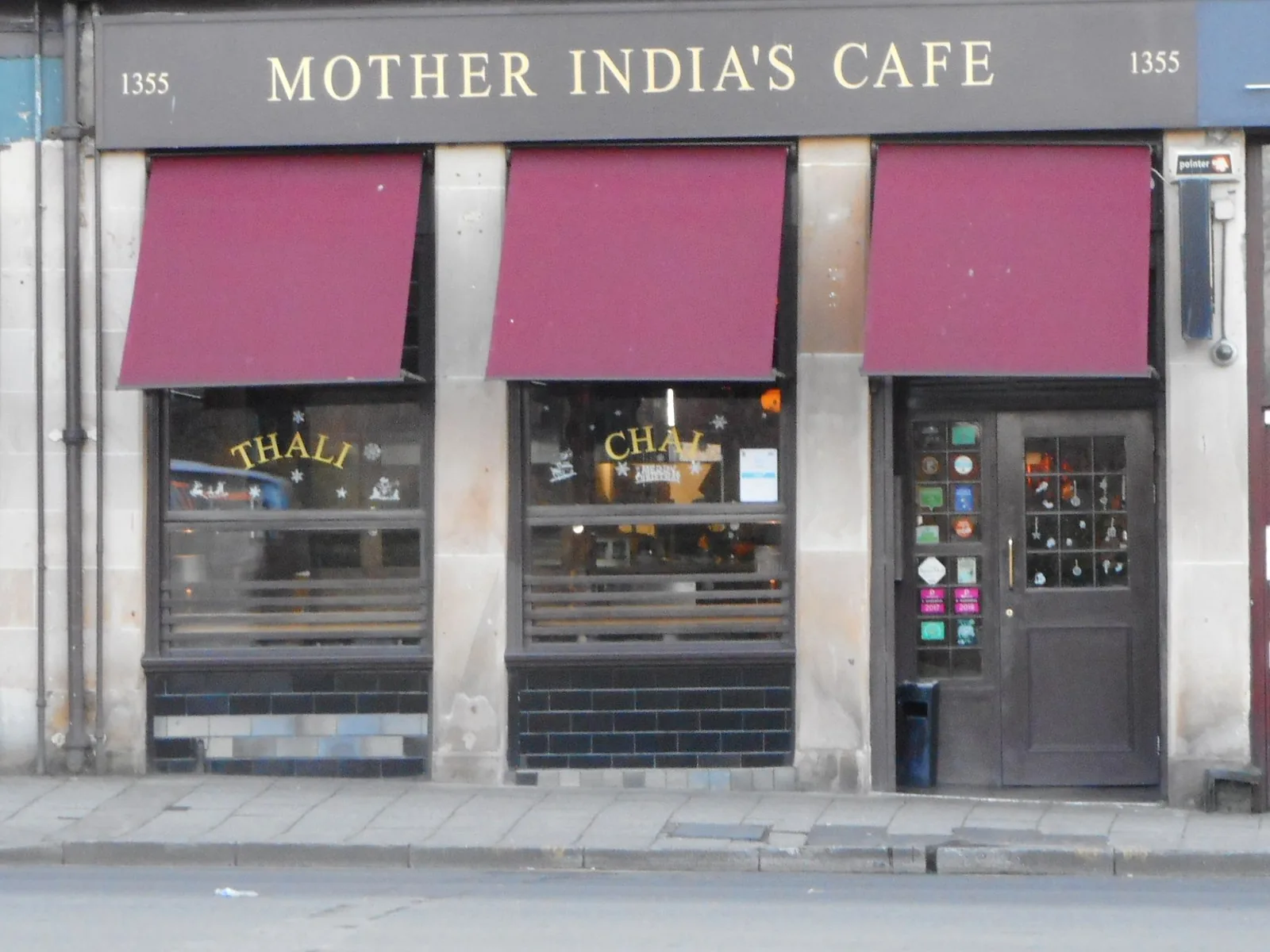 Exterior of Mother India's Cafe in Glasgow